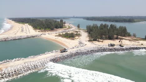 building of the hejamadi sea walk at sasihitlu beach