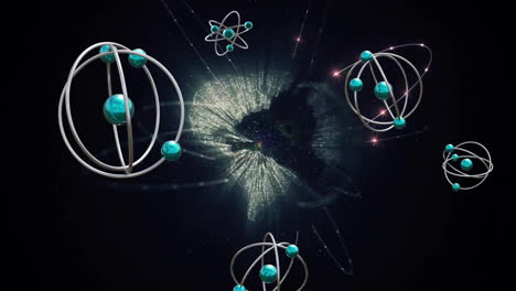 animation of molecules and globe on black background