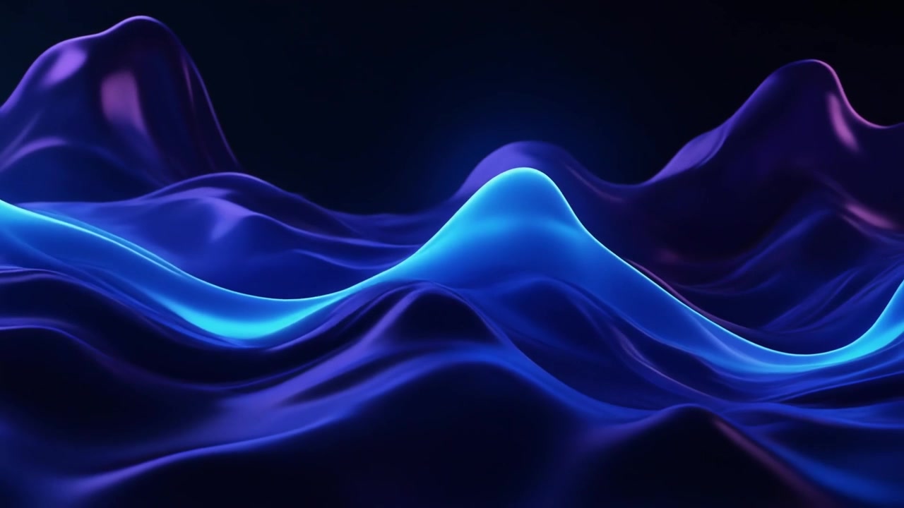 Abstract Fluid Waves with Glowing Blue Light