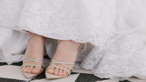 Woman,-feet-or-wedding-shoes-for-bride-in-fabric