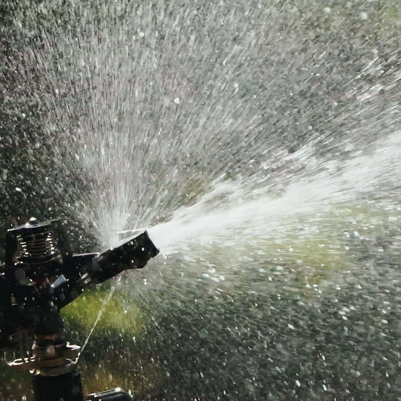 Automatic watering of lawn, garden. System automatic sprinkler. Slow motion