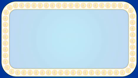 euro money coins blue background rectangle frame