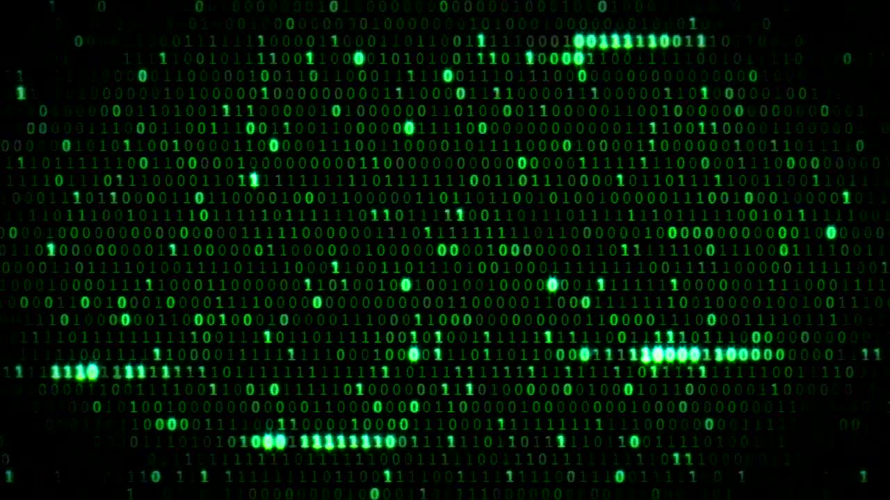 cero y un código digital binario verde, ciclo sin costuras generado por computadora fondo de movimiento abstracto, nueva tecnología