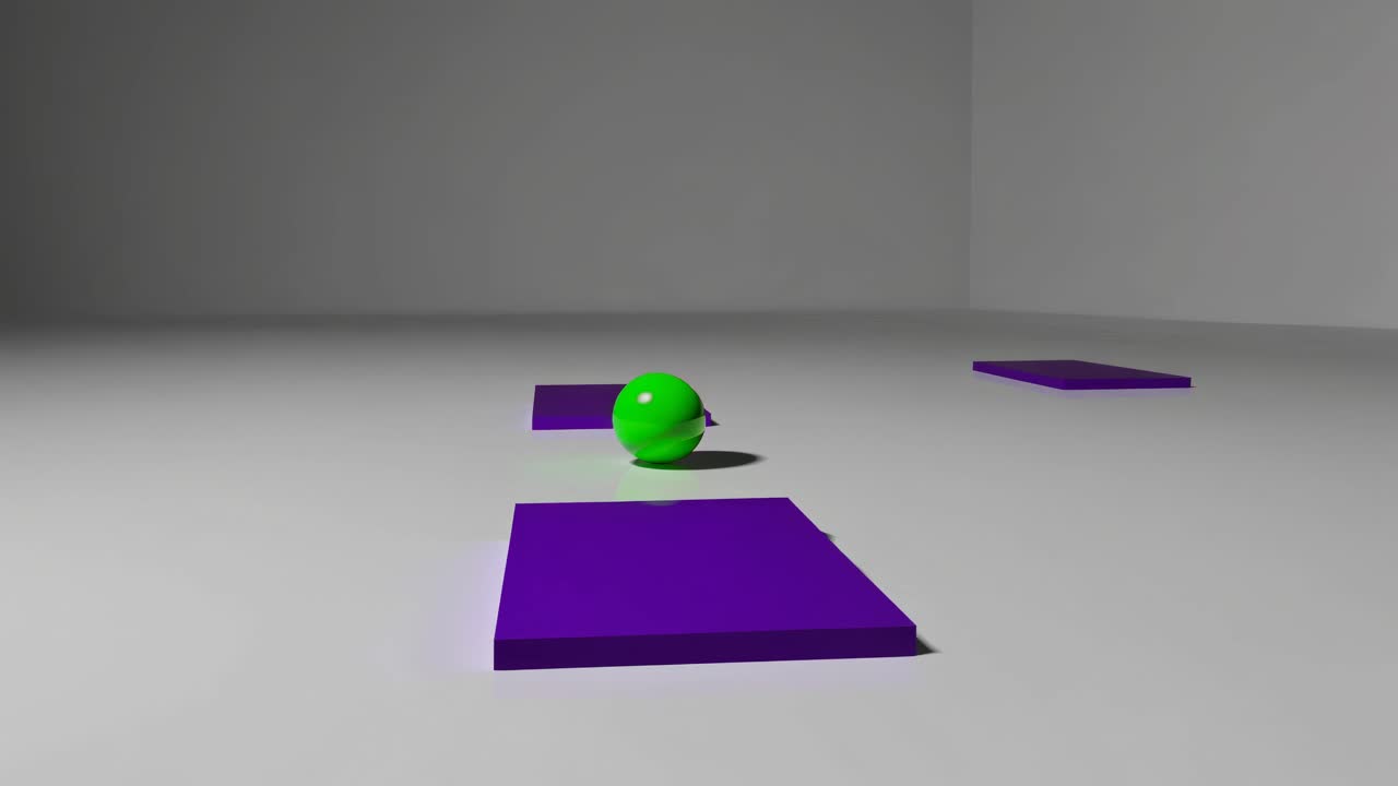 Green Sphere on Purple Platforms