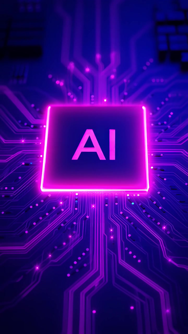Futuristinen tekoälysirun emolevyn teknologian tausta 4K