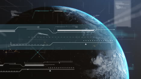 animation of data processing over globe in background