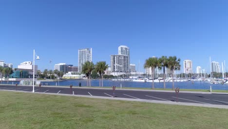 4k aerial video of marina and luxury waterfront condominiums