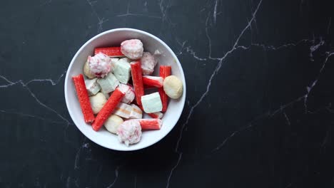 Close-up-of-crab-sticks-on-table