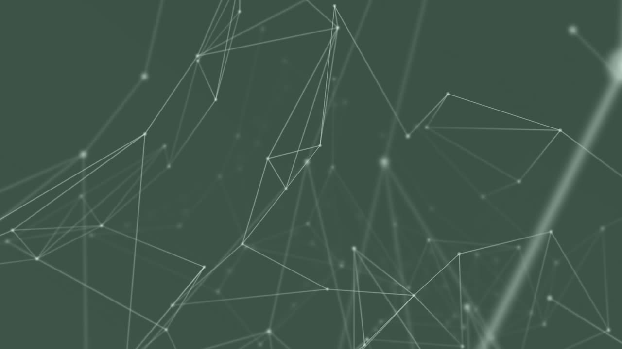 Animation of network of connections with glowing spots on green background