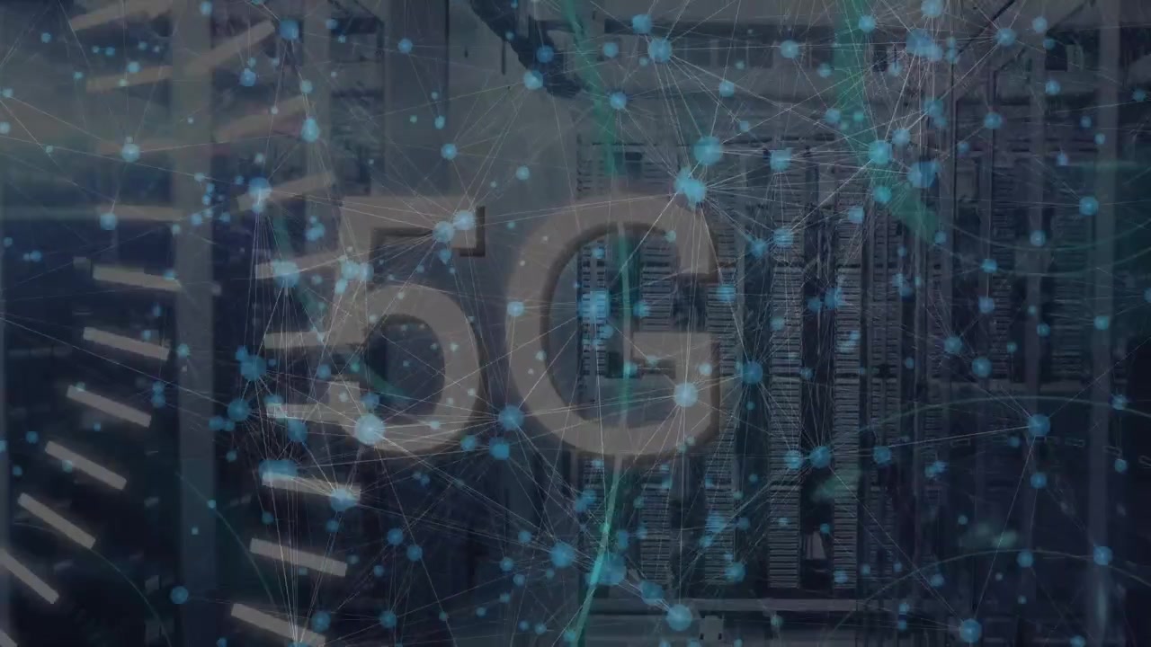 Animation of network of connections over server room