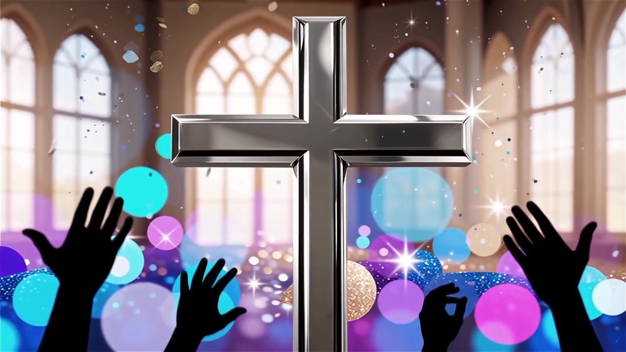 Cruz Cristiana con Luz Celestial, Fondo para Adoración.