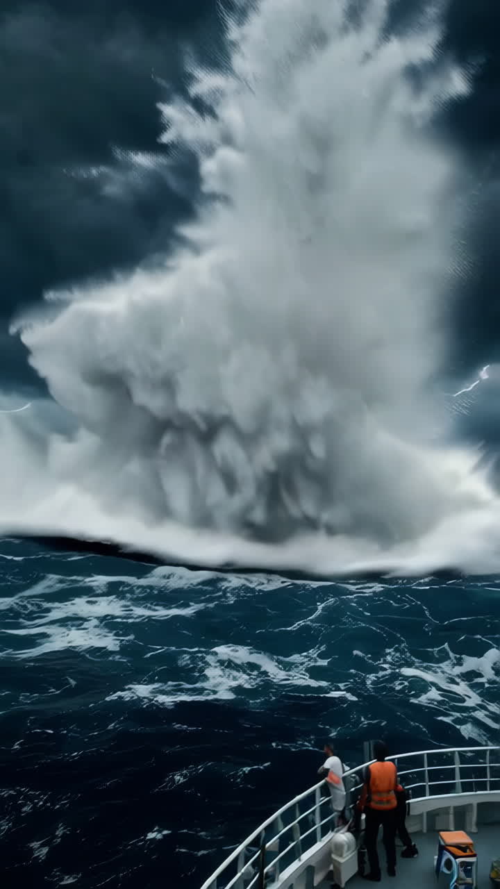 Huge Waves in a Storm at Sea