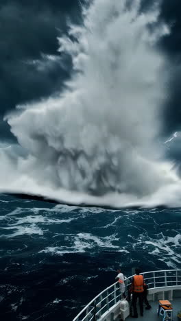 huge waves in a storm at sea
