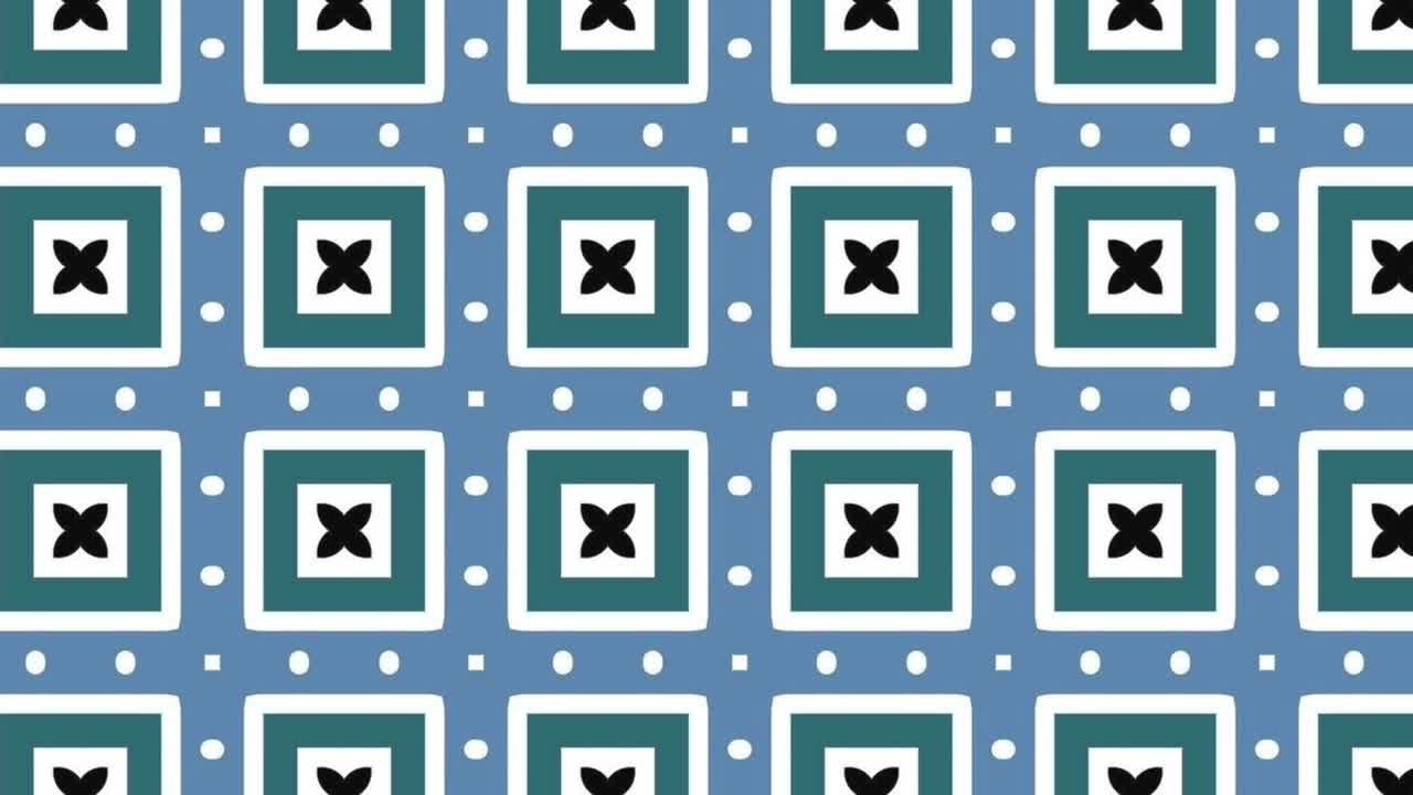 Geometric pattern with animated tiles in vintage flat style