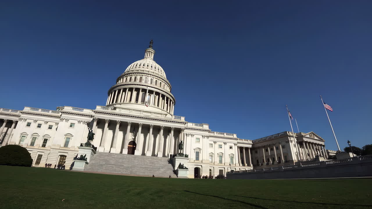 The United States Capitol Building in Washington D.C. under a clear blue sky