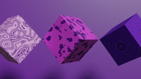 cubos multicolores animados que se mueven sobre un fondo violeta. bucle sin costuras animación 3d abstracta moderna