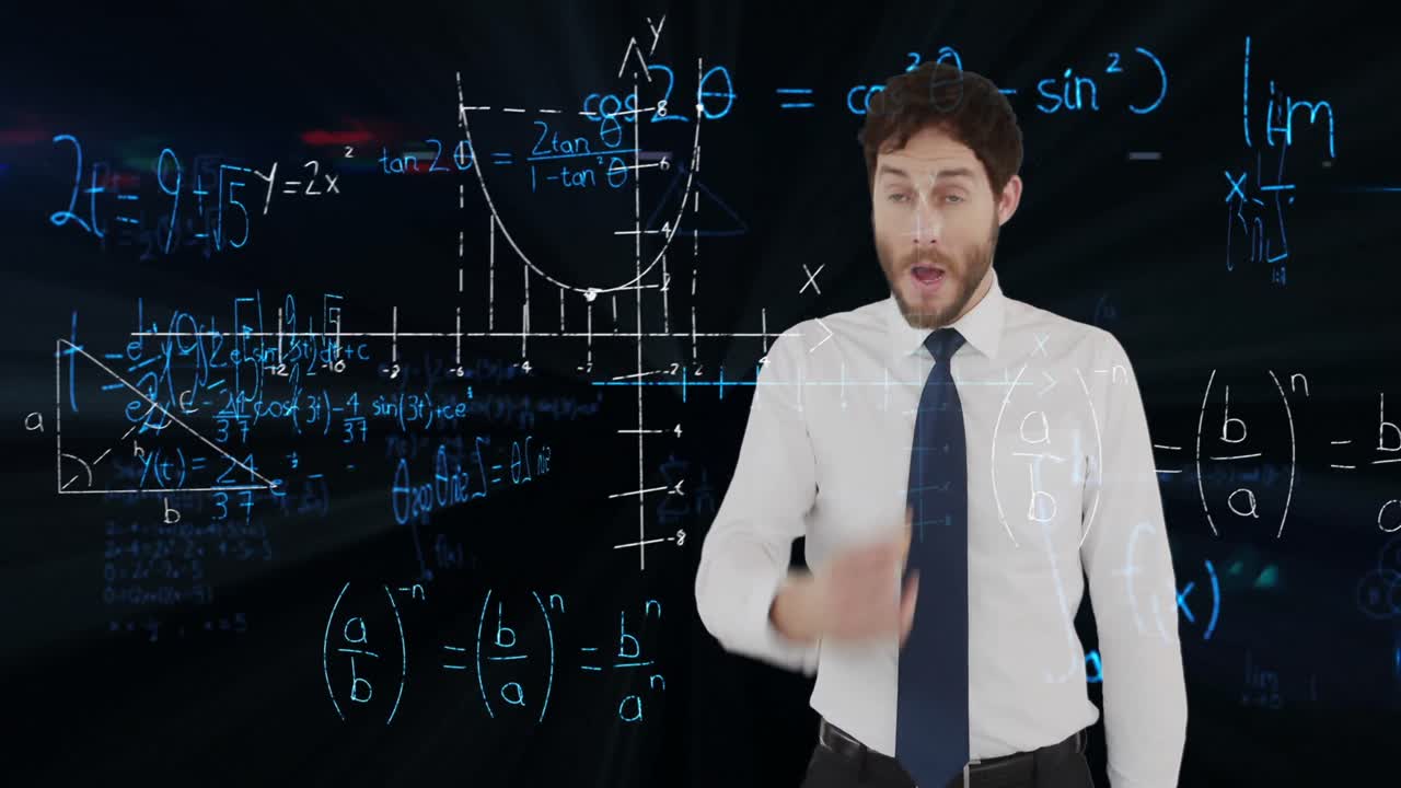 수학적 방정식을 고민하는 사람.