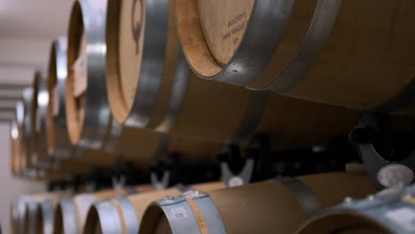 wine barrels in a cellar