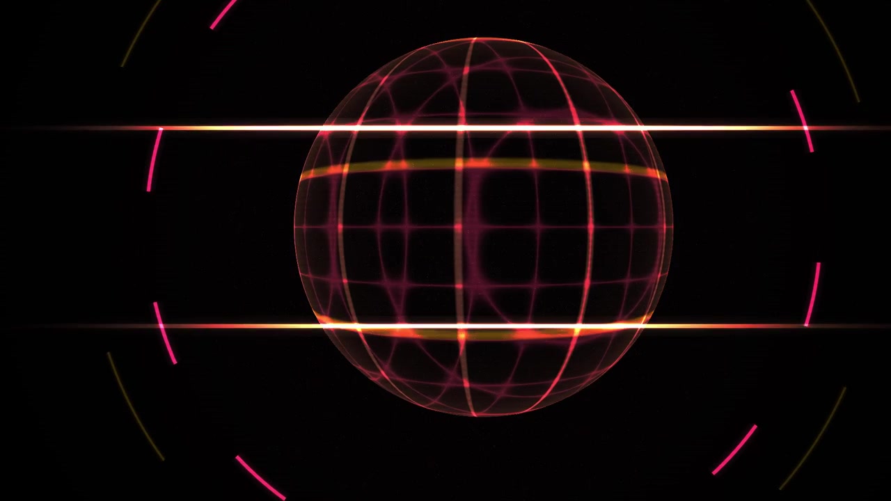 Globo digitale futuristico con griglia luminosa e linee di scansione
