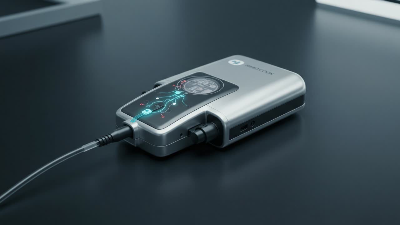 A sleek, futuristic portable device showcasing advanced technology with a high-tech interface and illuminated display, embodying innovation in modern design solutions