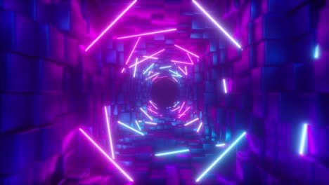 neon glowing tunnel with cubes
