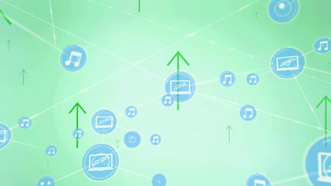 animation of network of connections over arrows on green background