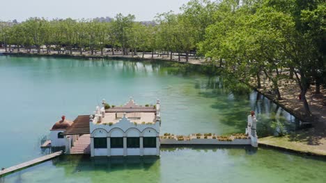 boathouse on lake banyoles estany de banyoles located in the pla de l'estany girona province catalonia spain