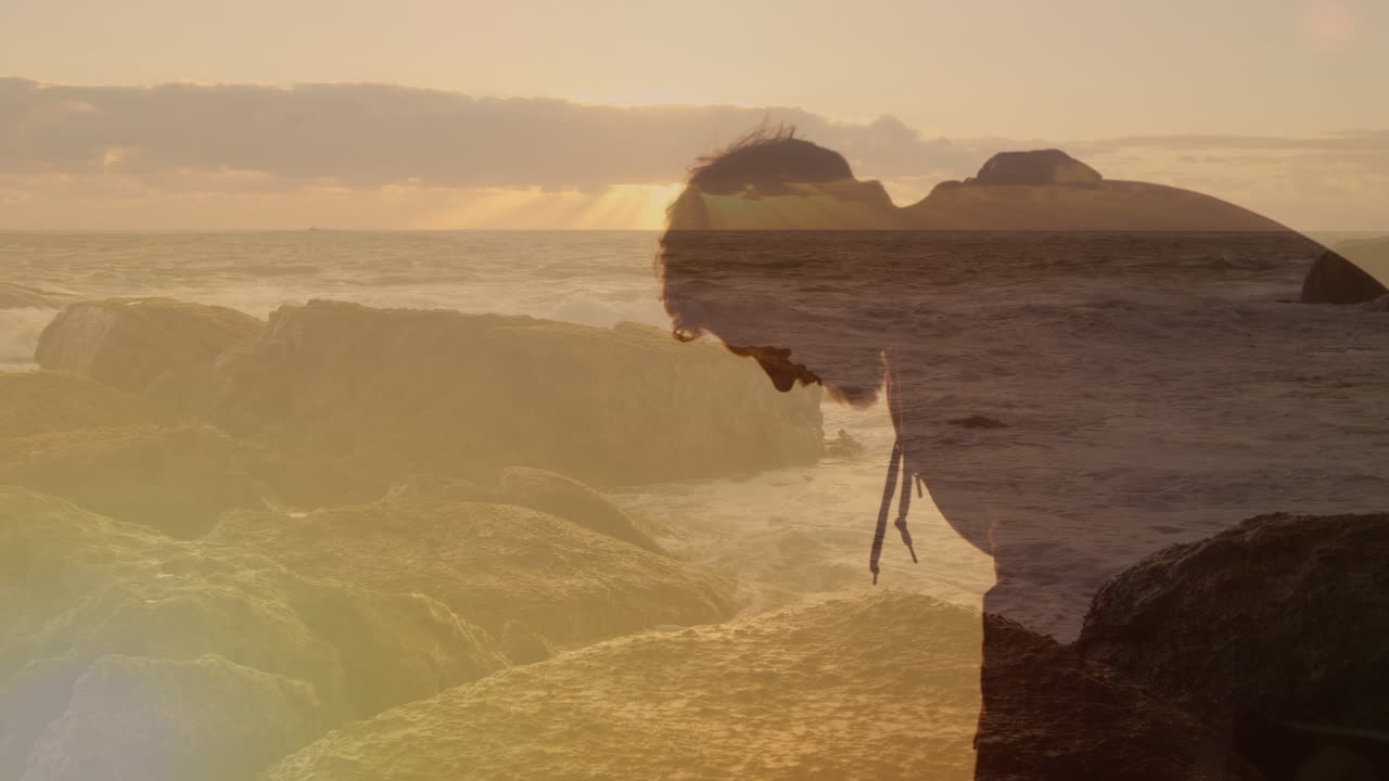 카우카스인 남성의 풍경 애니메이션