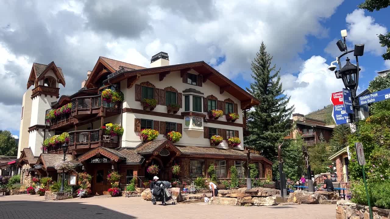 View of the famous Lancelot restaurant in Vail, Colorado.