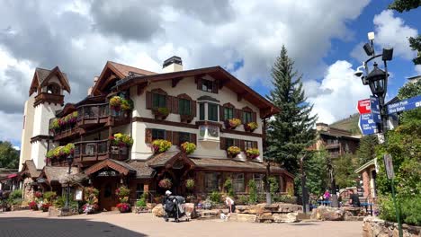 view of the famous lancelot restaurant in vail, colorado.