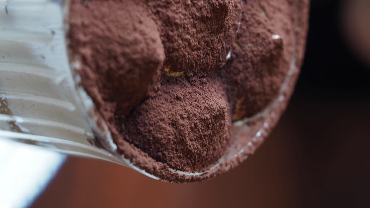 Close-up of Tiramisu Topped with Cocoa Powder