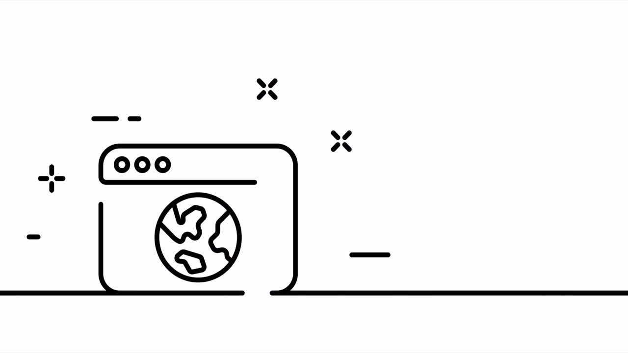 dibujo de arte de línea continua internet. dibujo de línea única, línea sólida. animación de una línea de sitio web en línea, acceso a la información y la red global. video 4k
