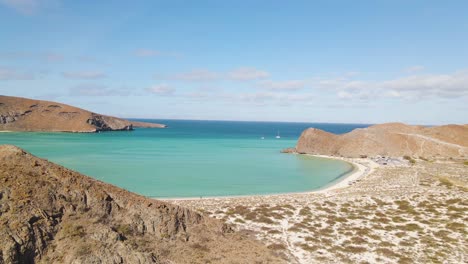 aerial shot of mexican baja california sur coastline, beautiful tropical bay