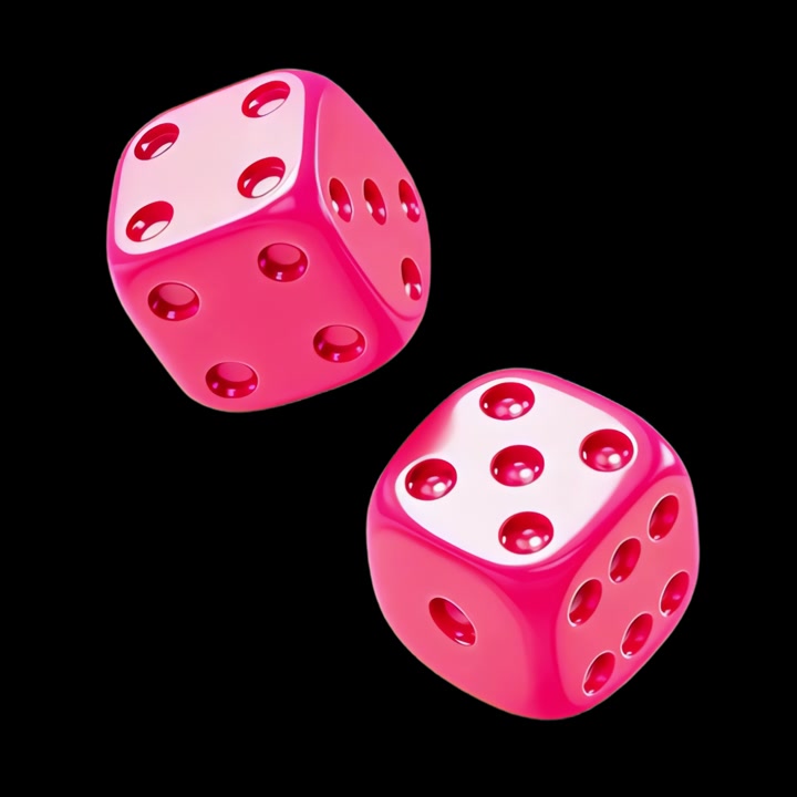 Due dadi rosa su uno sfondo nero