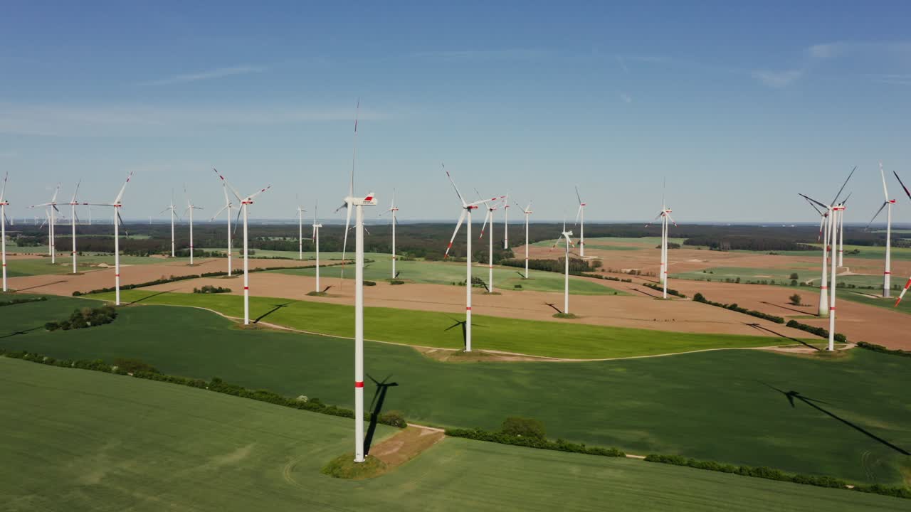 Aerial View of Wind Farm in Rural Landscape