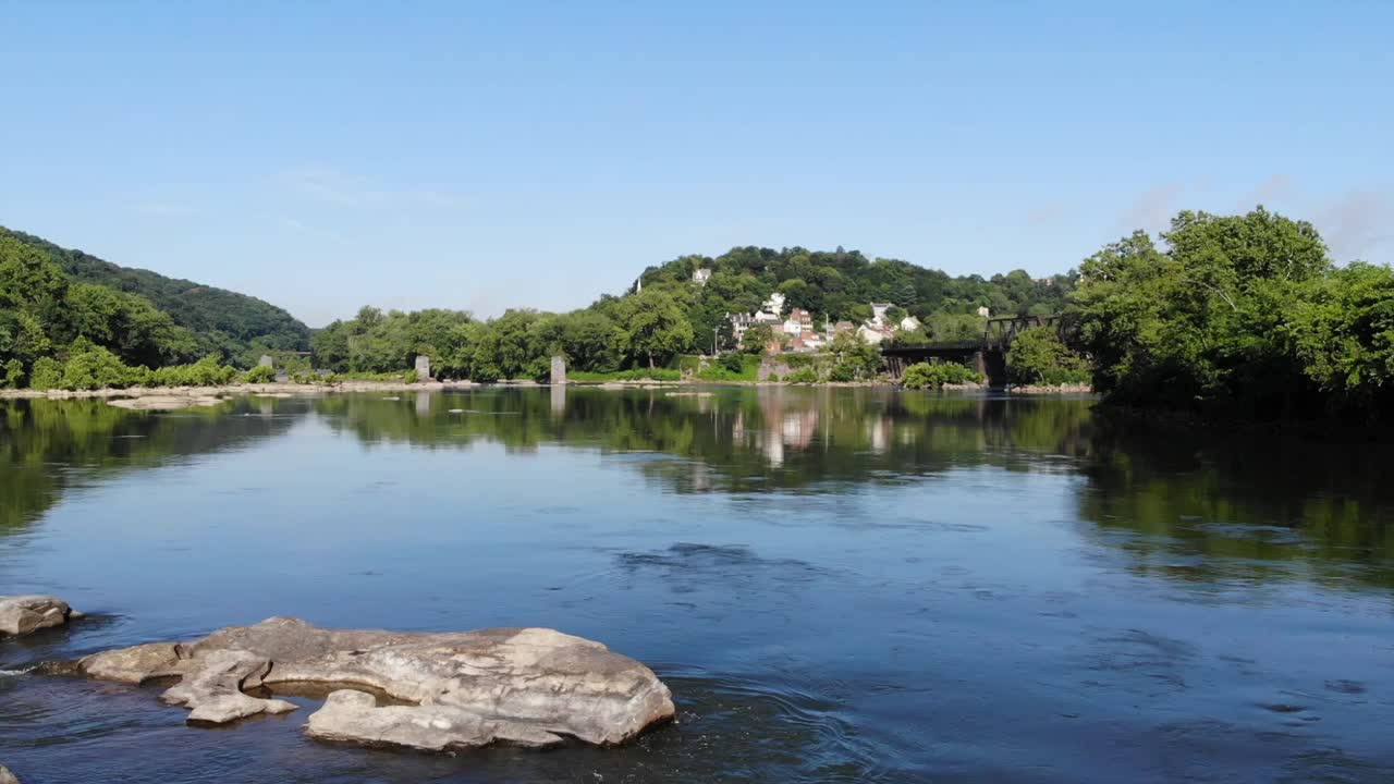 Serene River Town Landscape