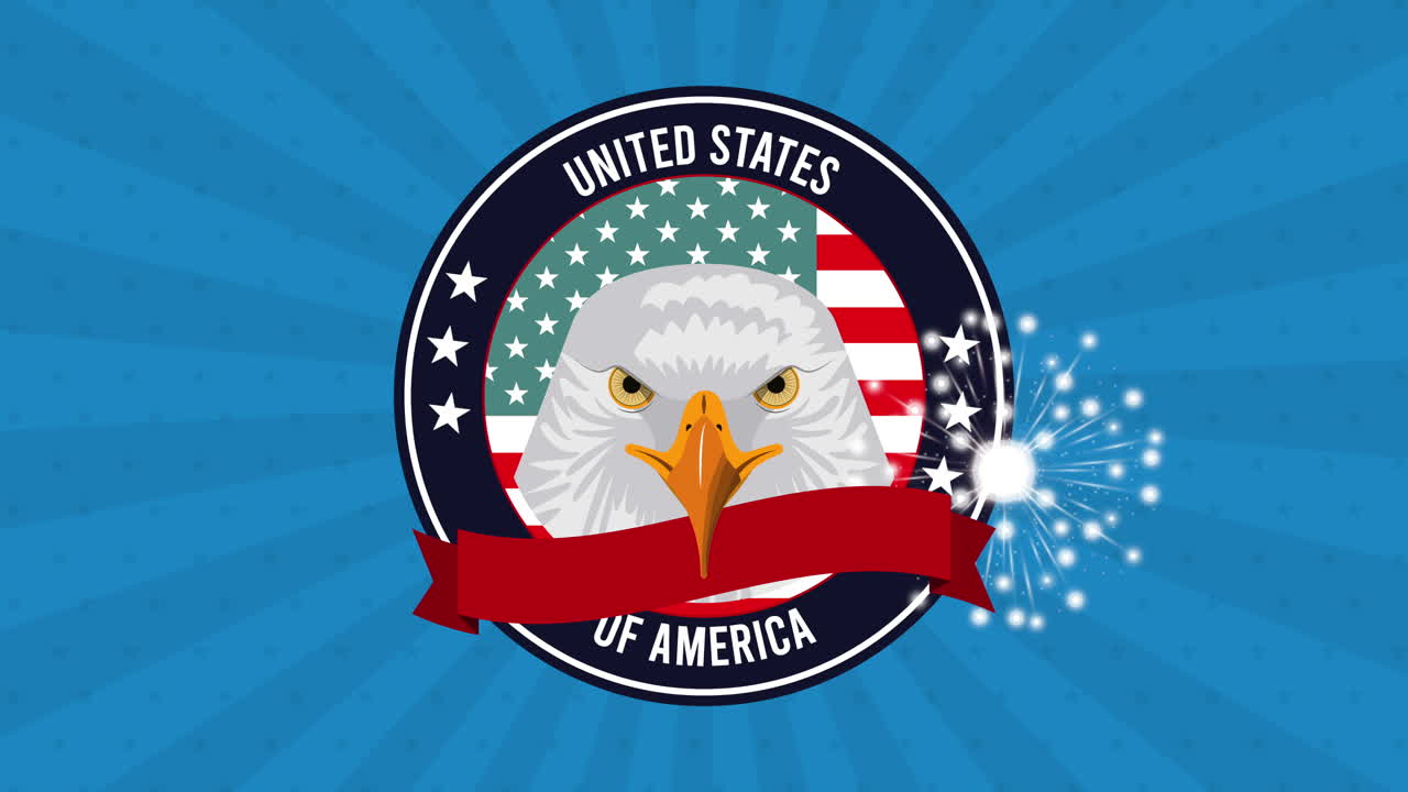 아메리카 연합국의 발에 독수리 애니메이션이 그려져 있다.