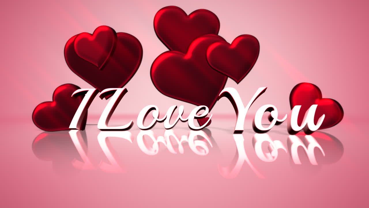 Premium stock video - I love you text and motion romantic heart on  valentines day 8