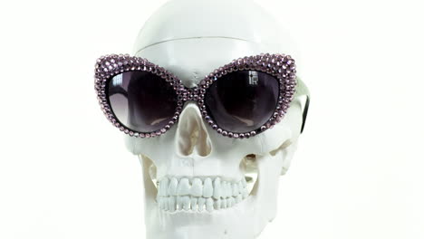 human skull with sunglasses