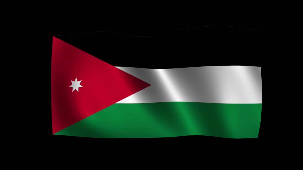 Animação da bandeira da Jordânia tremulando.