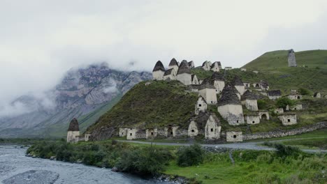 ancient svan towers in the caucasus mountains