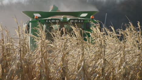 combine harvester, sunny day, slow motion