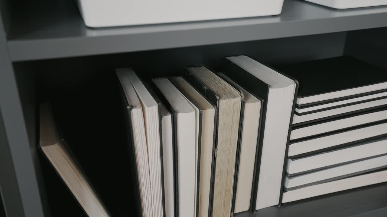 books on a book shelf in a modern home