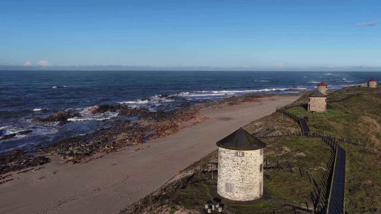 Vindmøller på stranden i Portugal