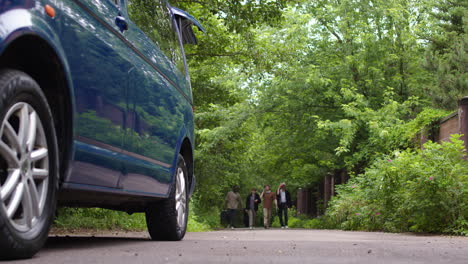 friends walking to the van