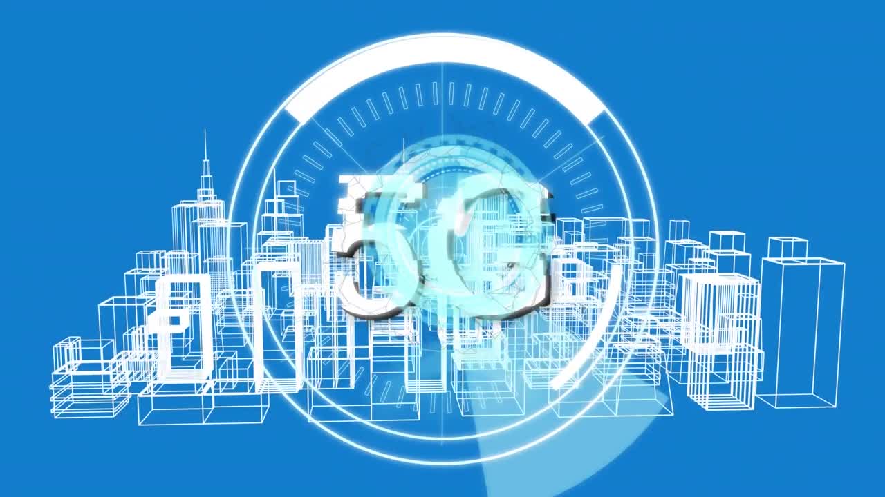 도시 풍경의 스 ⁇  스캐닝과 클럭 오버 디지털 모델의 애니메이션