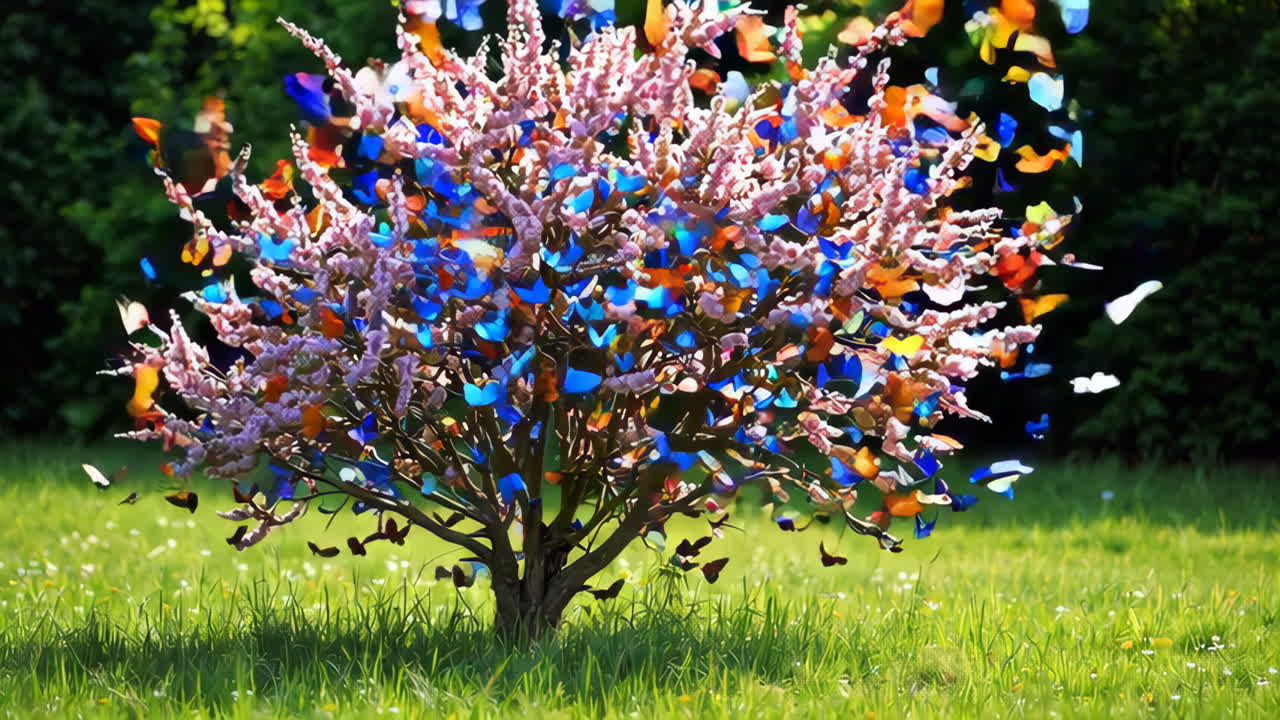 Magical Butterfly Tree in a Spring Garden