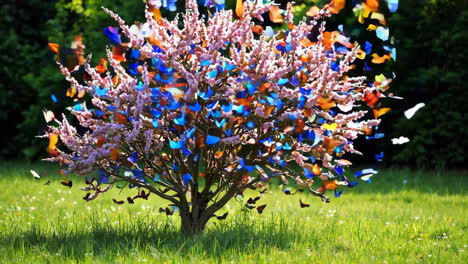 Magical Butterfly Tree in a Spring Garden