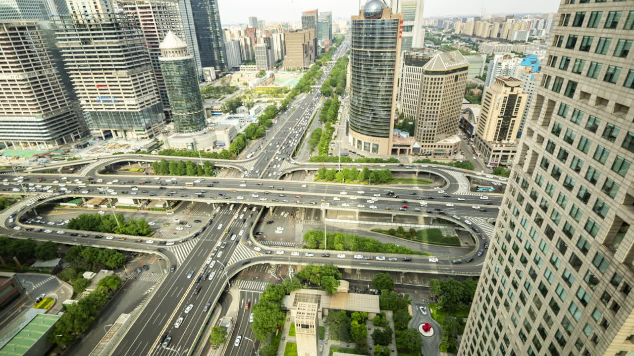 Timelapse of the Beijing city skyline from a high vantage point