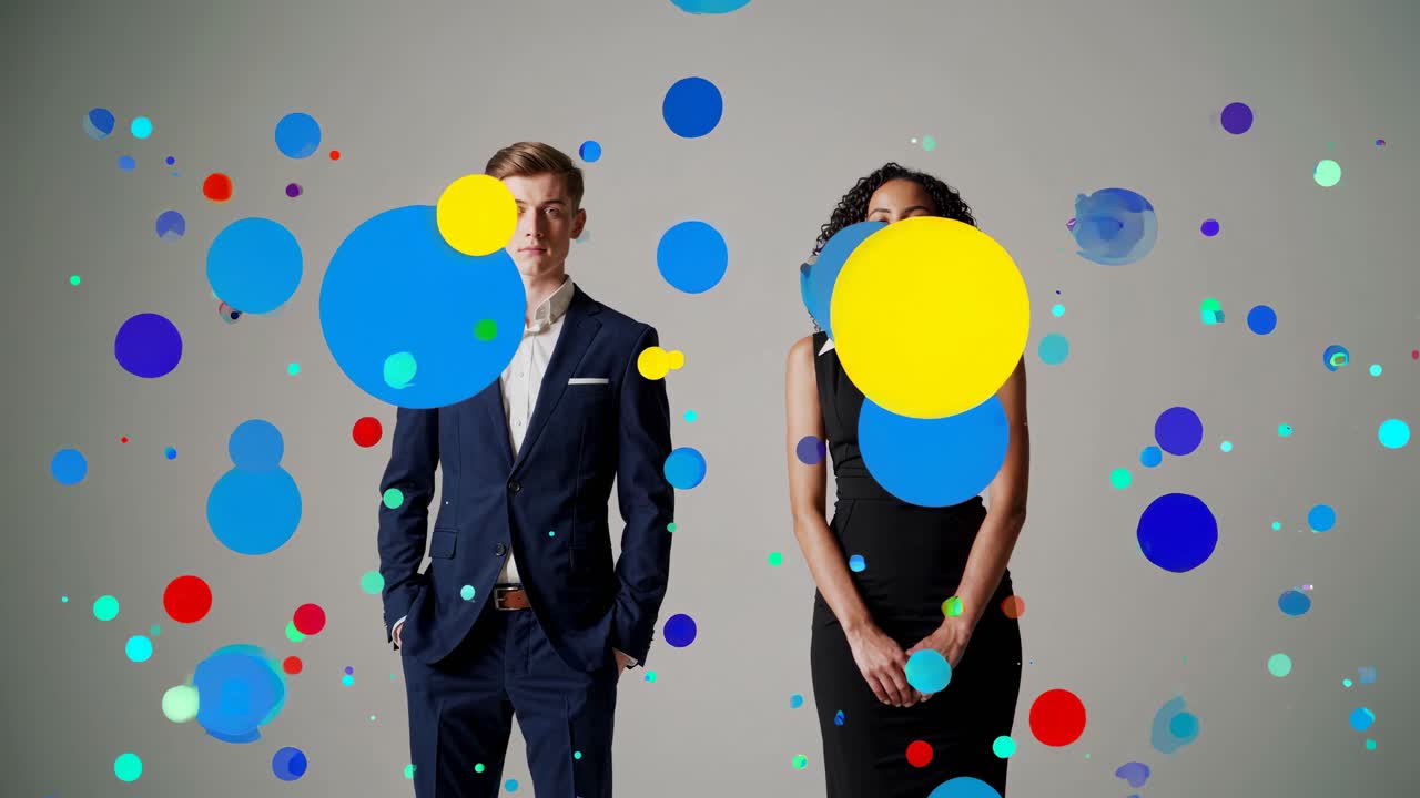 profesionales de los negocios con círculos coloridos